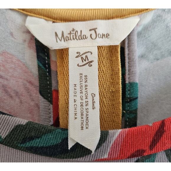 MATILDA JANE Women's M Shift Dress Say I'm A Dreamer Floral Knit Long Sleeve 36" - Picture 3 of 6